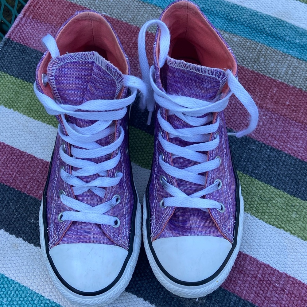 Purple pink high top Converse All Star, girls size 3